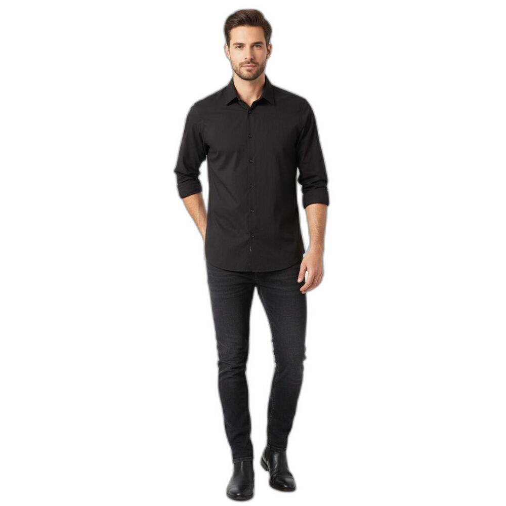 Zara Men's Black Slim Fit Dress Shirt - Size L